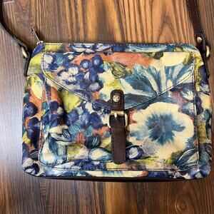 Patricia Nash Blue Sky Rose Italian Leather Crossbody/Shoulder Purse/Bag